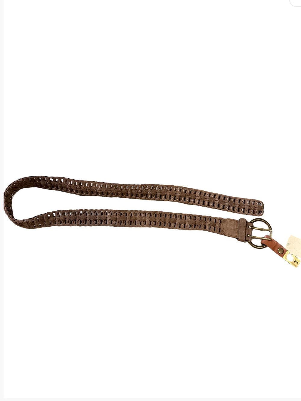 Coldwater Creek Brown Braided Leather Belt with Gold Hardware size large